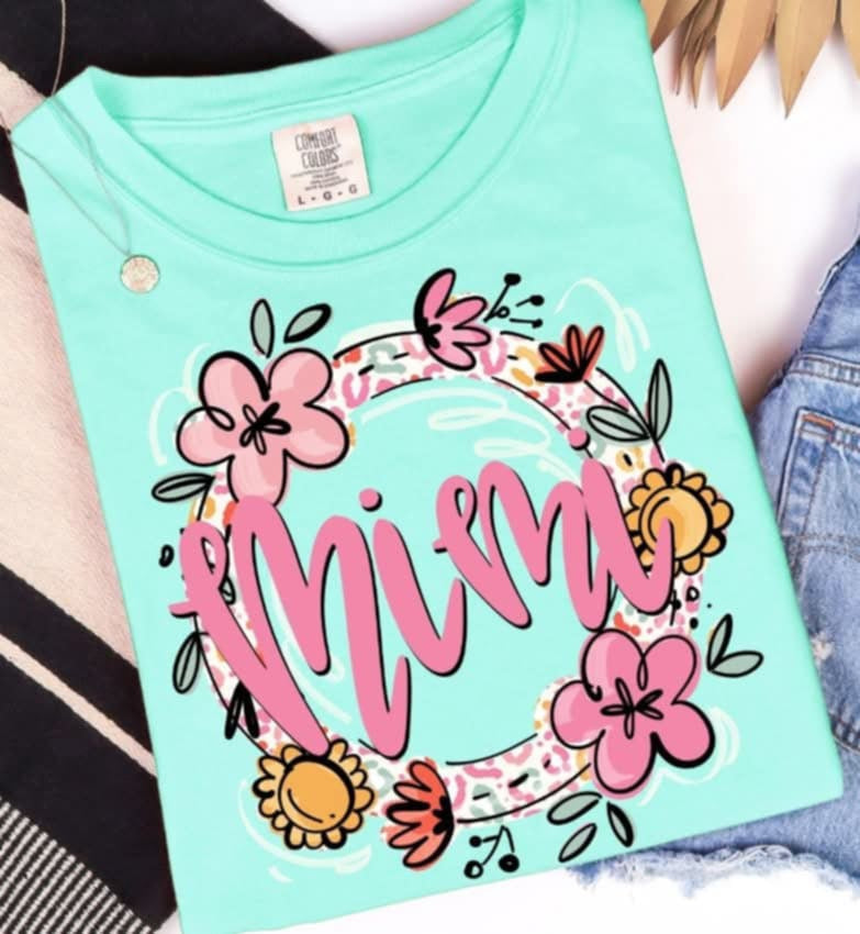 Mimi pink floral circle (S&G) 98132 DTF transfer