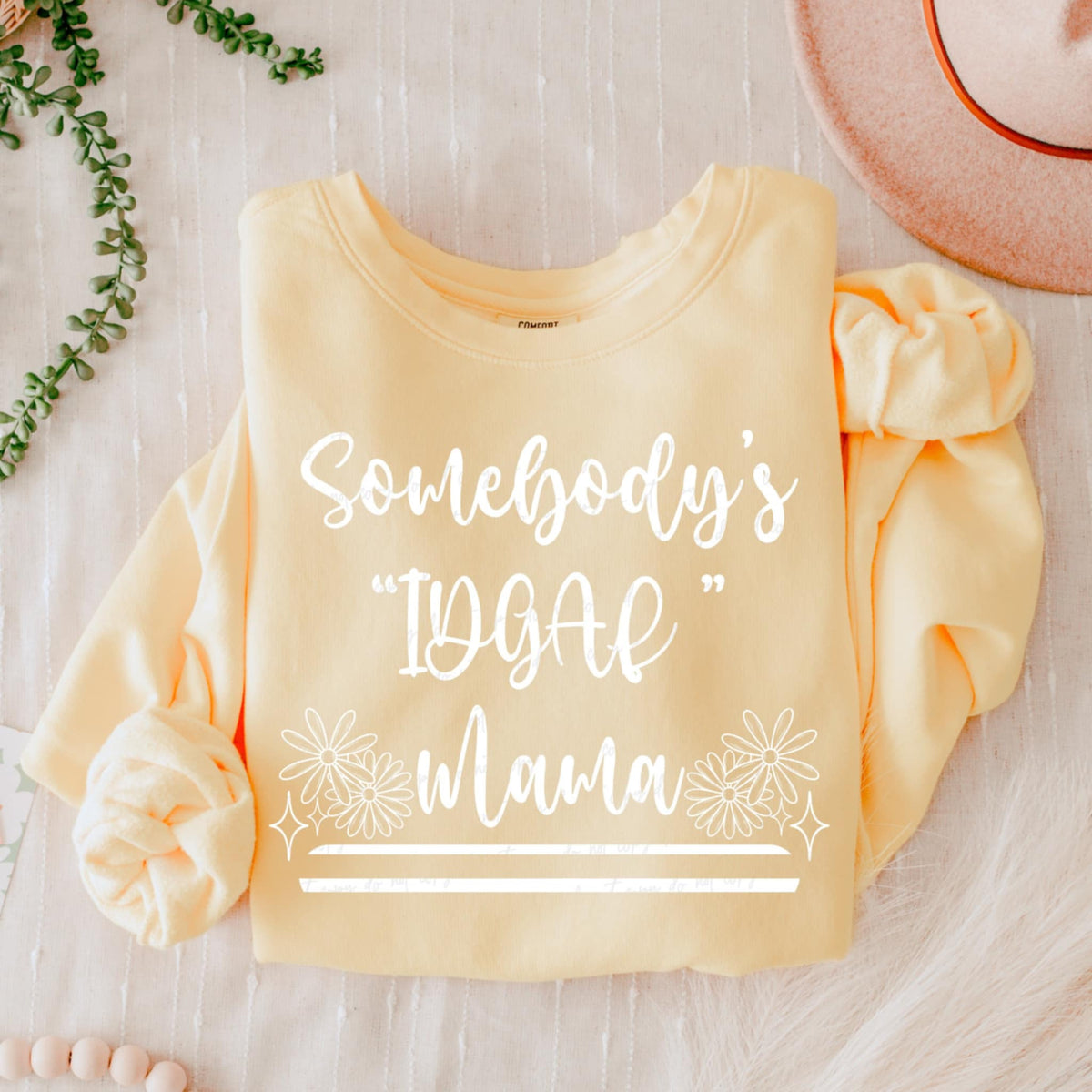 Somebody’s “idgaf” mama WHITE (VIRGO) 90684 DTF transfer