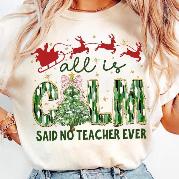 All is calm said no teacher ever 64804 DTF transfer