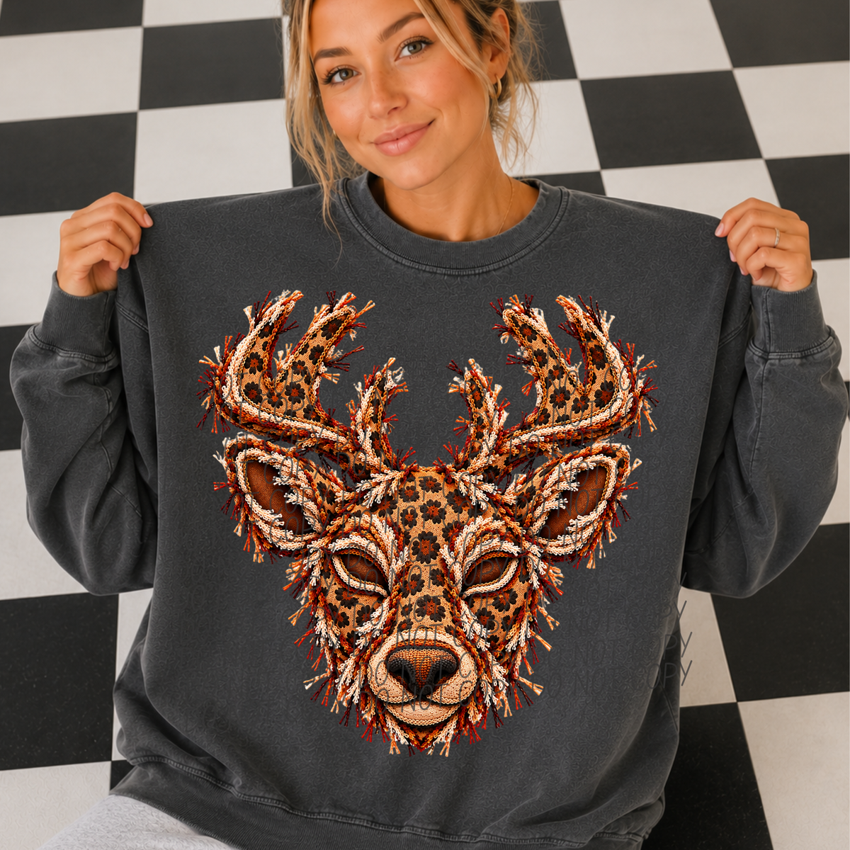 deer leopard fringe mascot (city) DTF Transfer