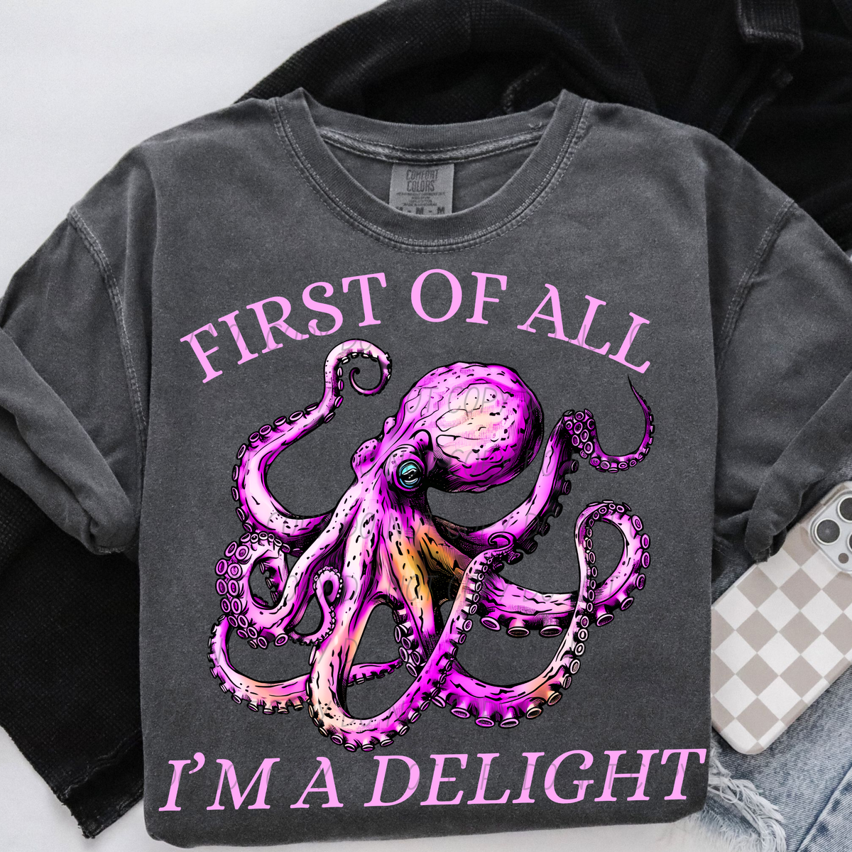first of all i'm a delight purple octopus (CITY) DTF Transfer