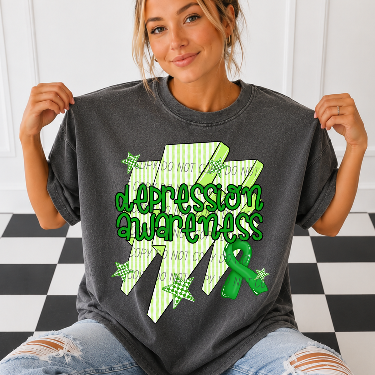Depression awareness-bolts and ribbons (CITY) DTF Transfer