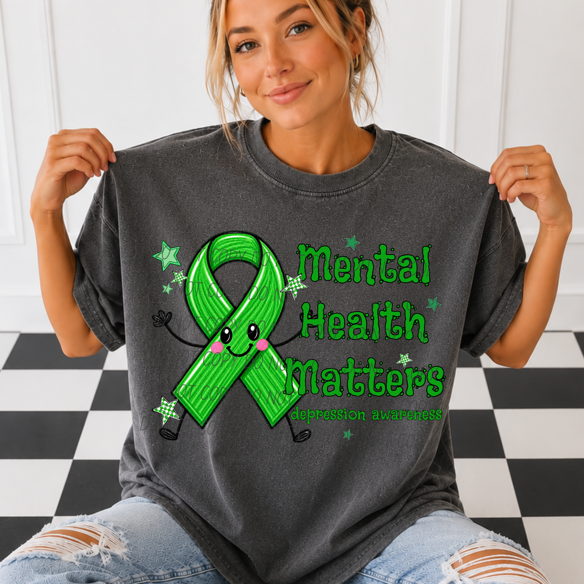 Mental Health Matters-happy ribbon (CITY) DTF Transfer