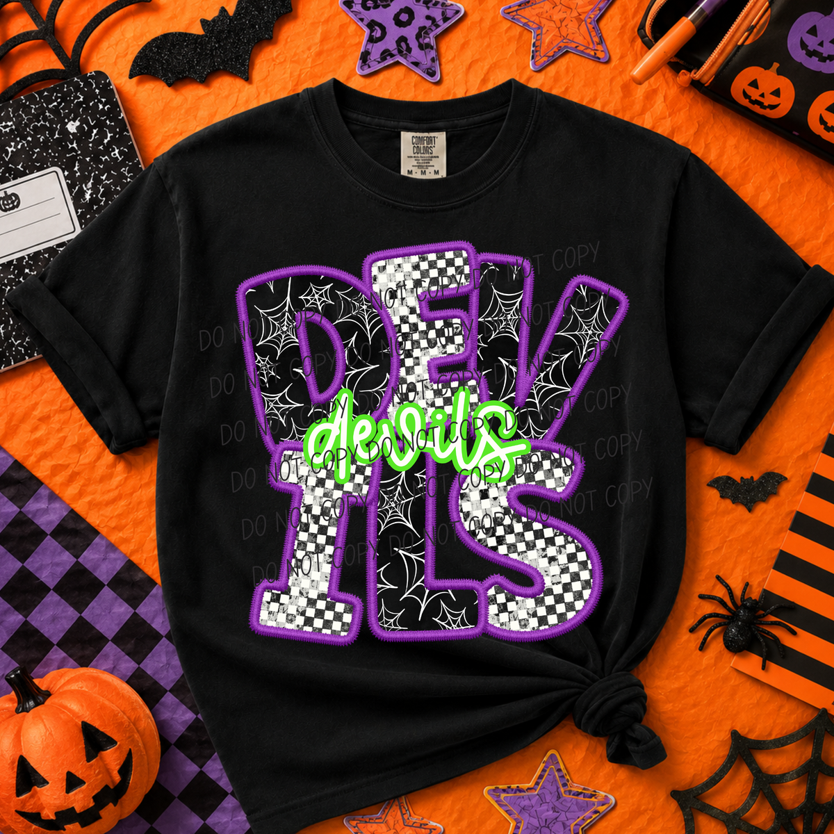 Devils-Purple/Green Halloween Font (CITY) DTF Transfer