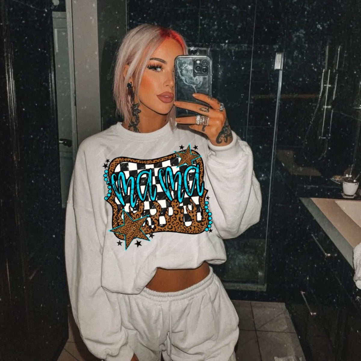 Mama flames with real and leopard (JBD) DTF transfer