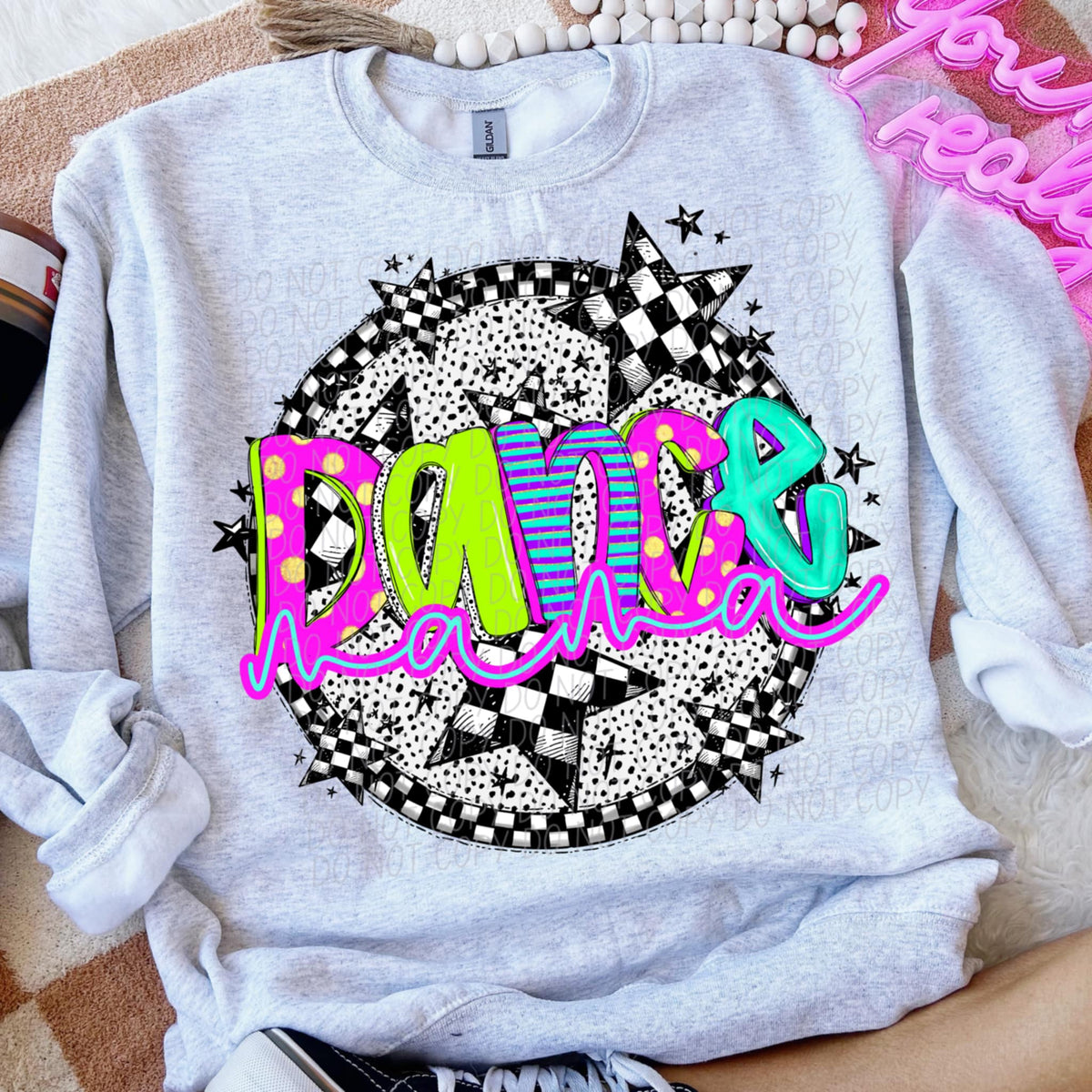 Dance mama neon font circle (CITY) 91287 DTF transfer