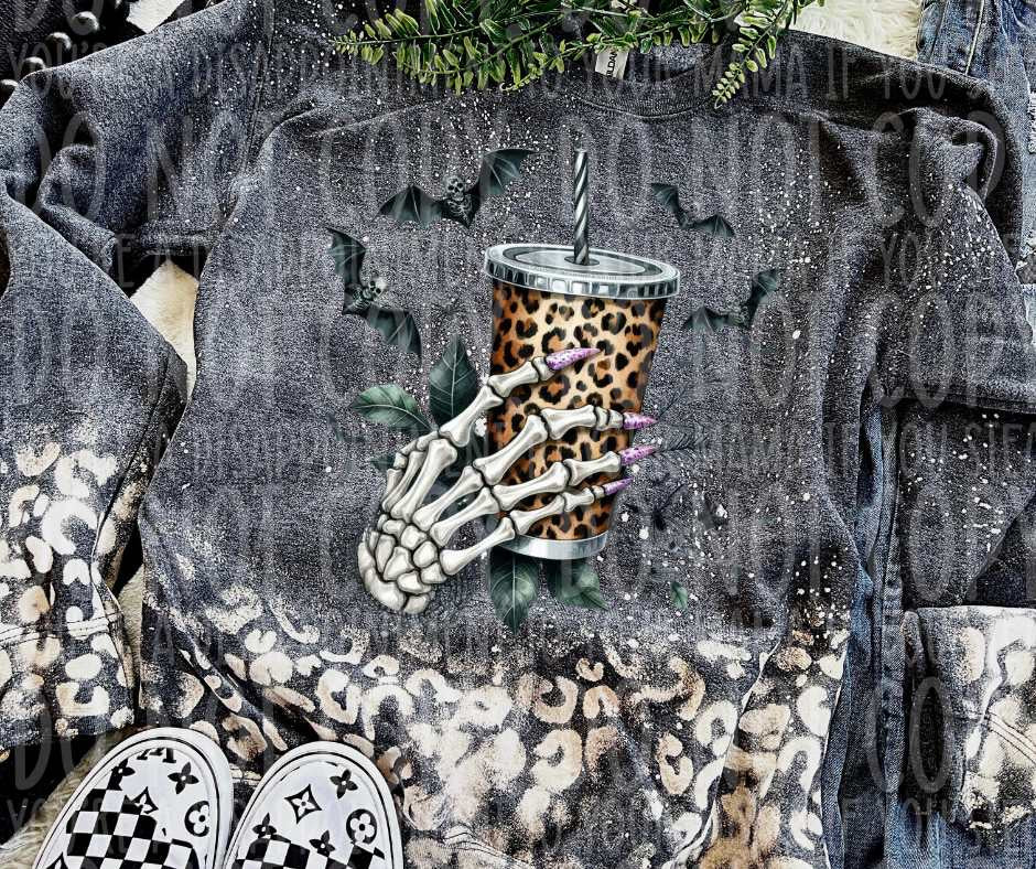 Leopard drink with bats (vintage) 53787 DTF transfer