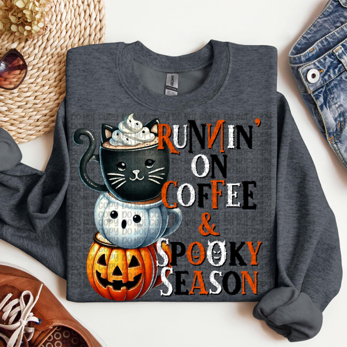 Running on Coffee & Spooky Season with mugs VP DTF transfer