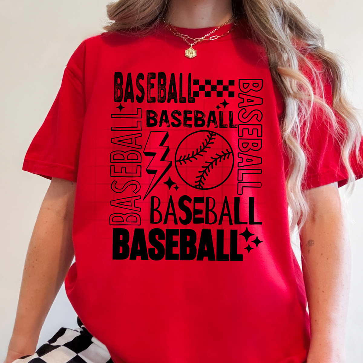 Baseball repeated collage BLACK (CSC) DTF Transfer