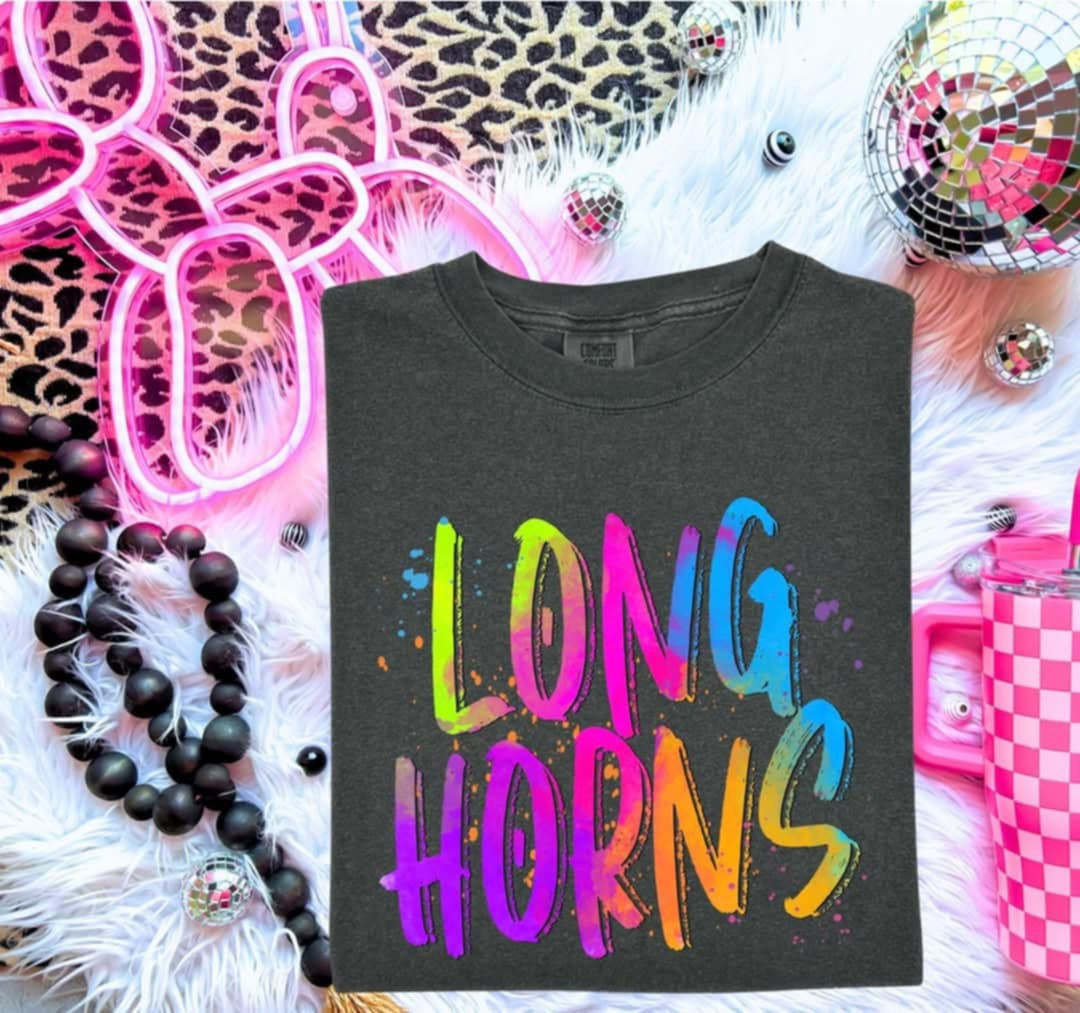 Longhorns Neon Splatter (S&G) 100015 DTF transfer