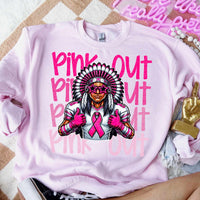 Pink out stacked Indians ribbon  60043 DTF transfer