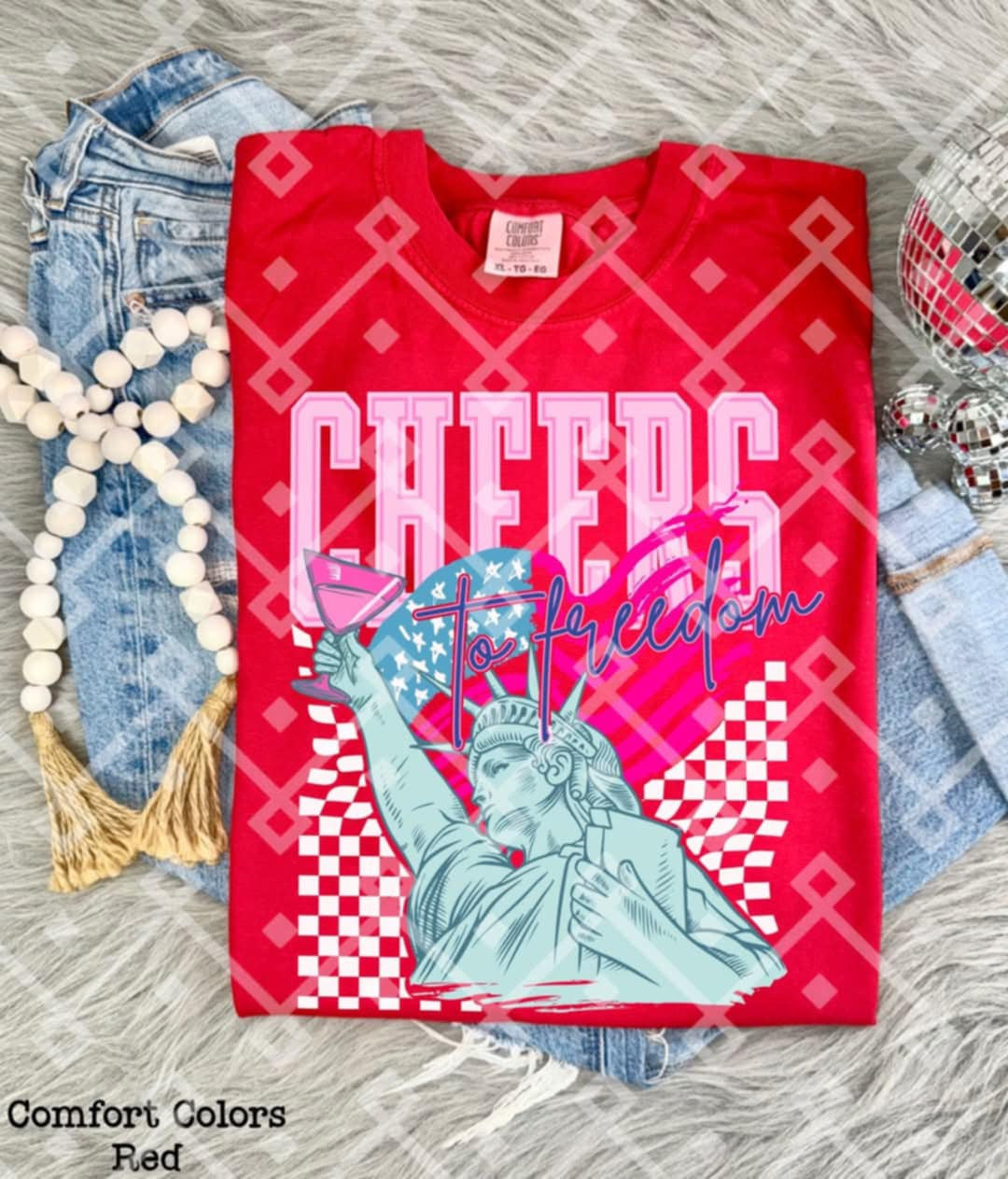 Cheers to freedom statue 106396 DTF transfer