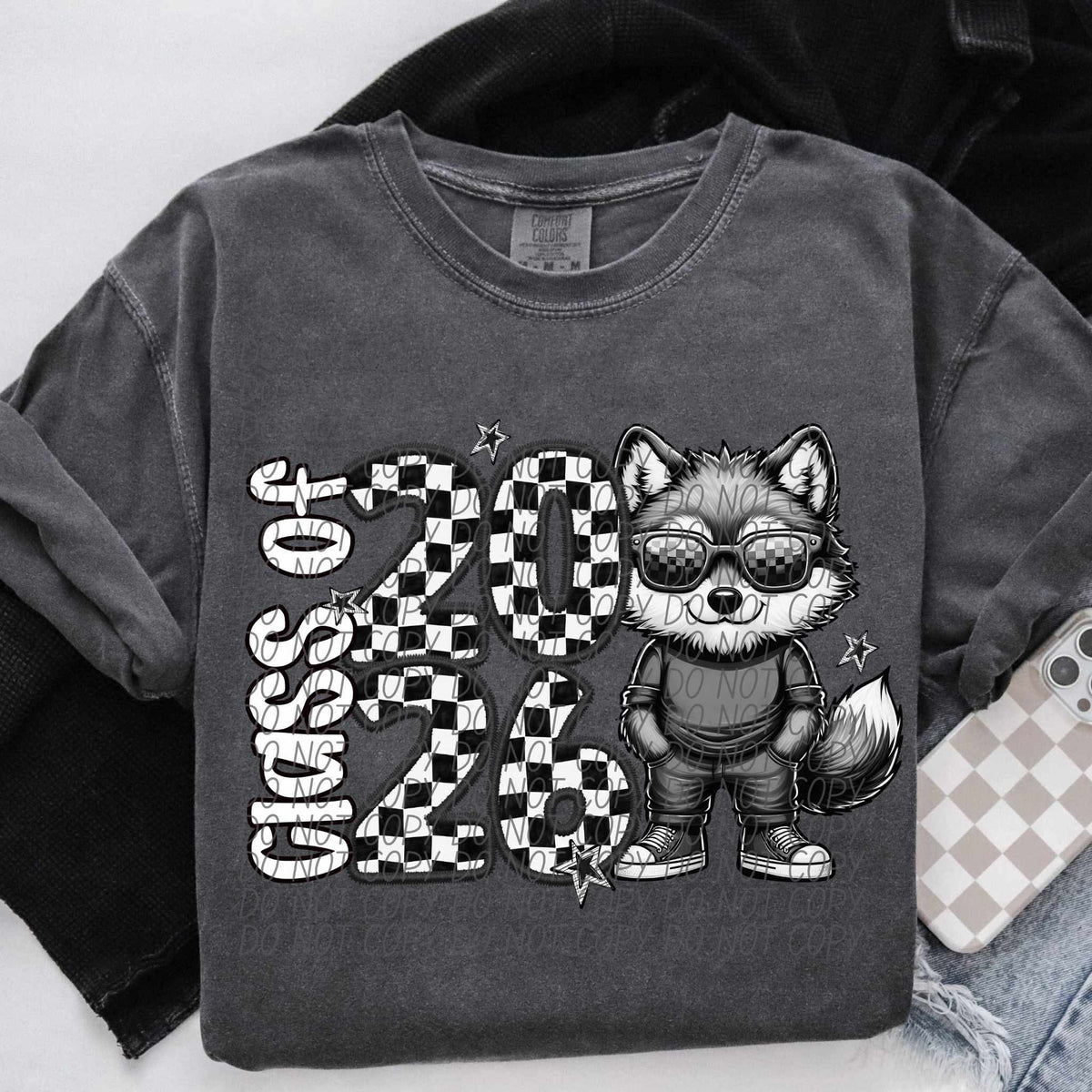 Class of 2026 checkered Huskies city DTF transfer