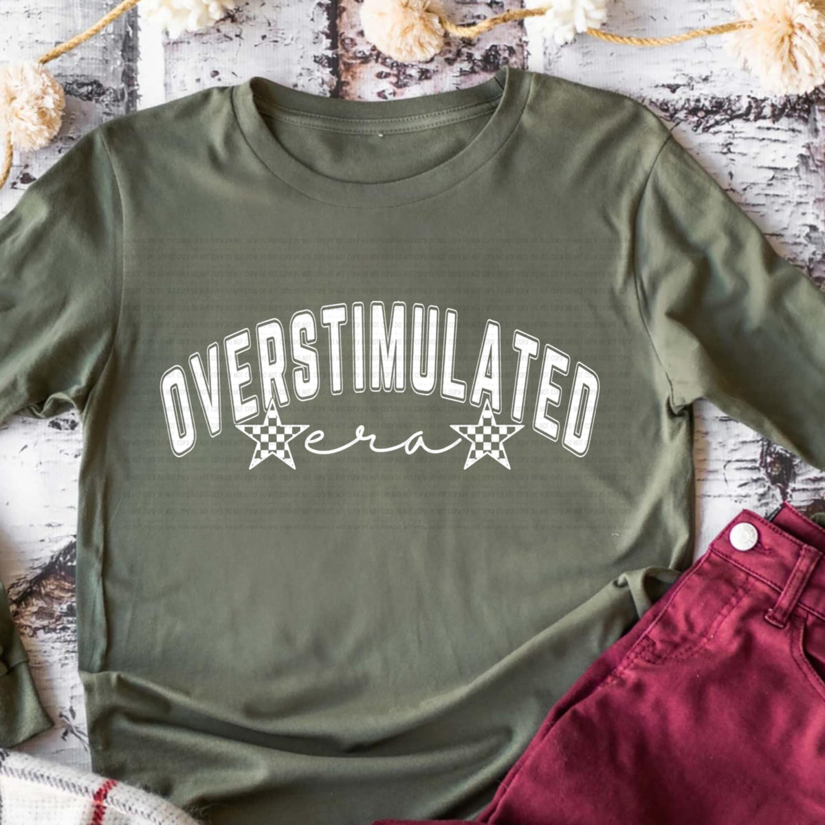 Overstimulated Era WHITE REVEL DTF transfer