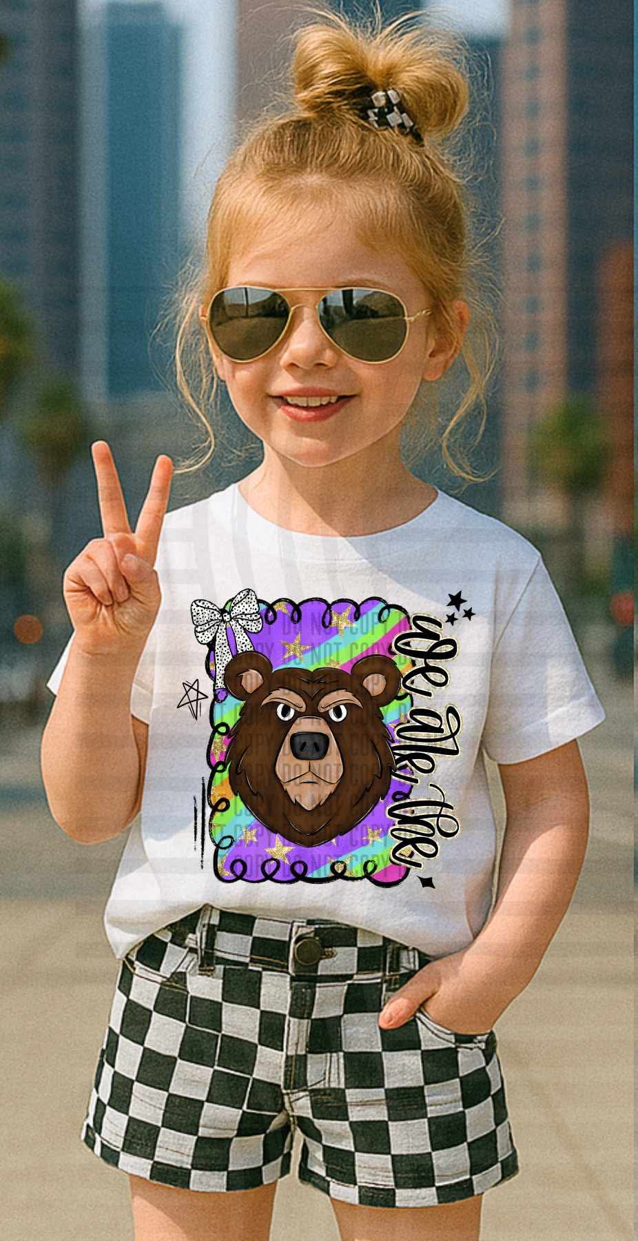 We are the Bear dark brown Preppy Swirl Mascots (Caplinger) DTF transfer