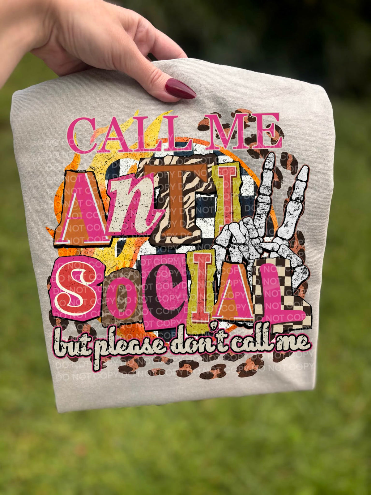 Call me Antisocial but don’t call me mixed font with leopard (scg) DTF Transfer