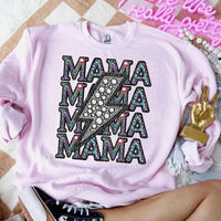 Mama stacked rhinestone lightning bolt (CITY) 52344 DTF transfer