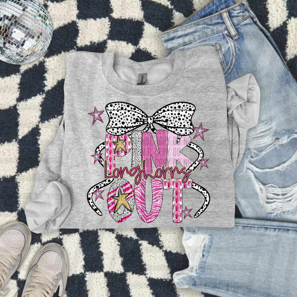 Pink out gold Longhorns (Caplinger) DTF transfer