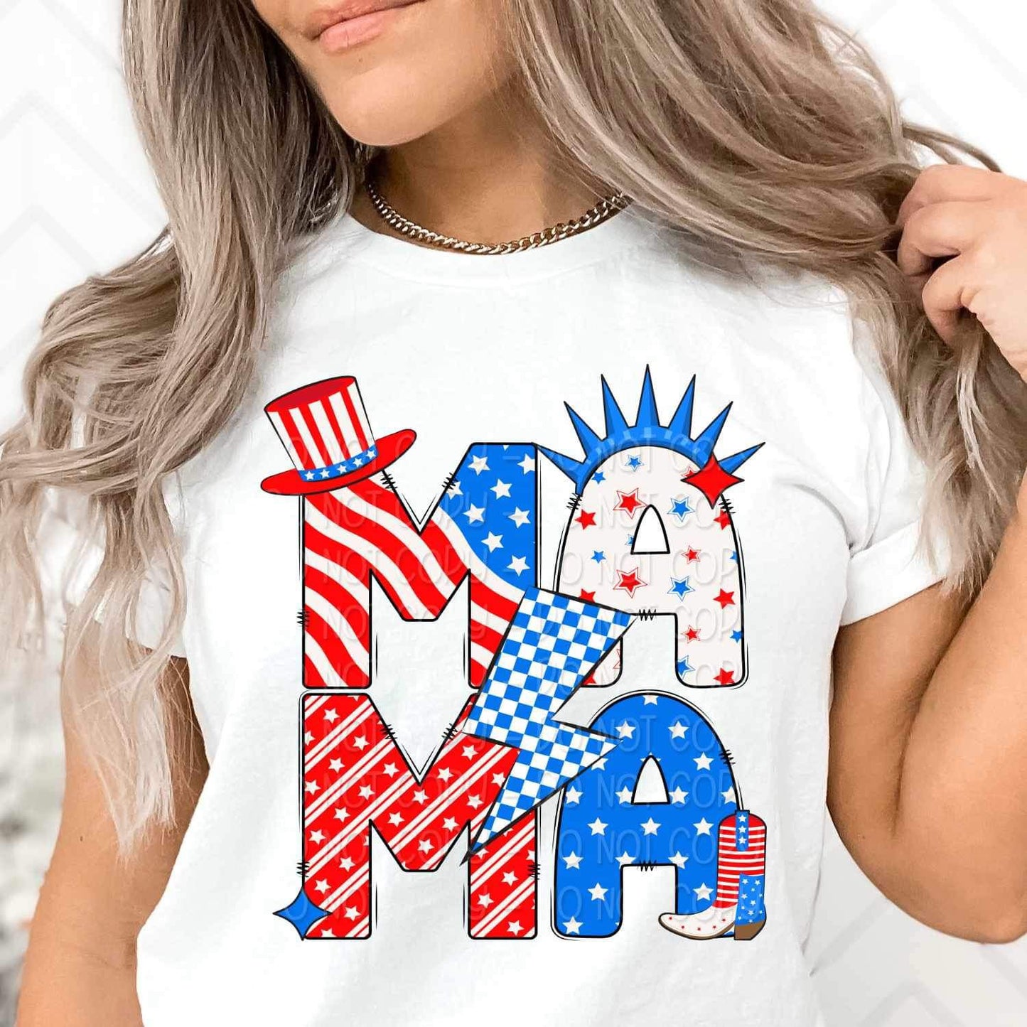 Mama patriotic lightening bolt 34416 DTF Transfer