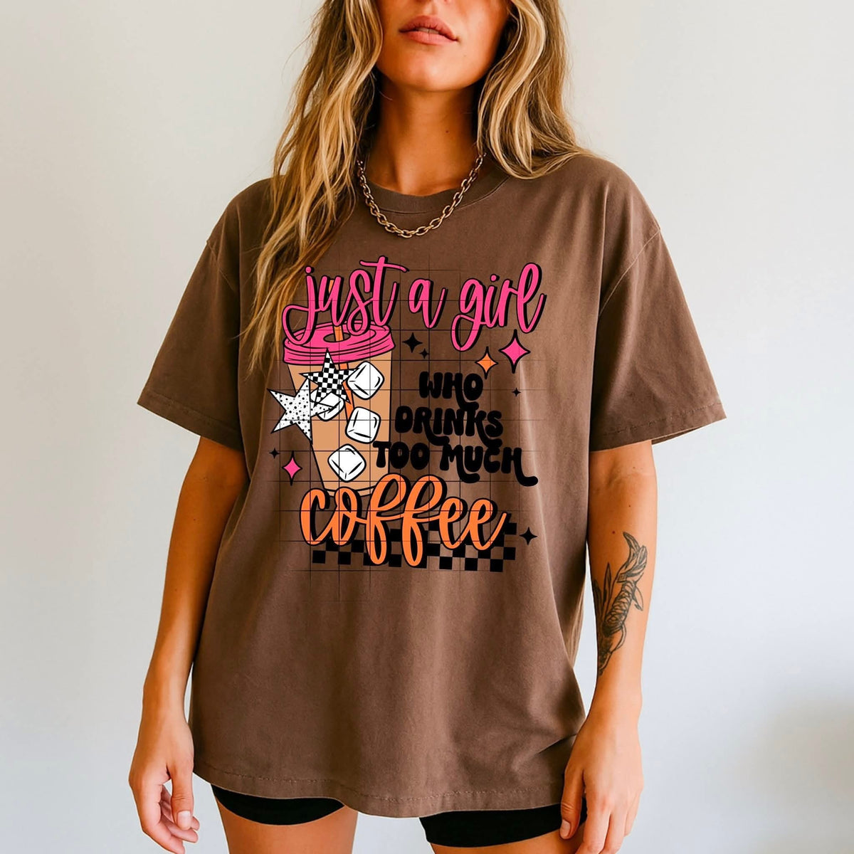 Just a girl who drinks too much coffee CSC DTF Transfer