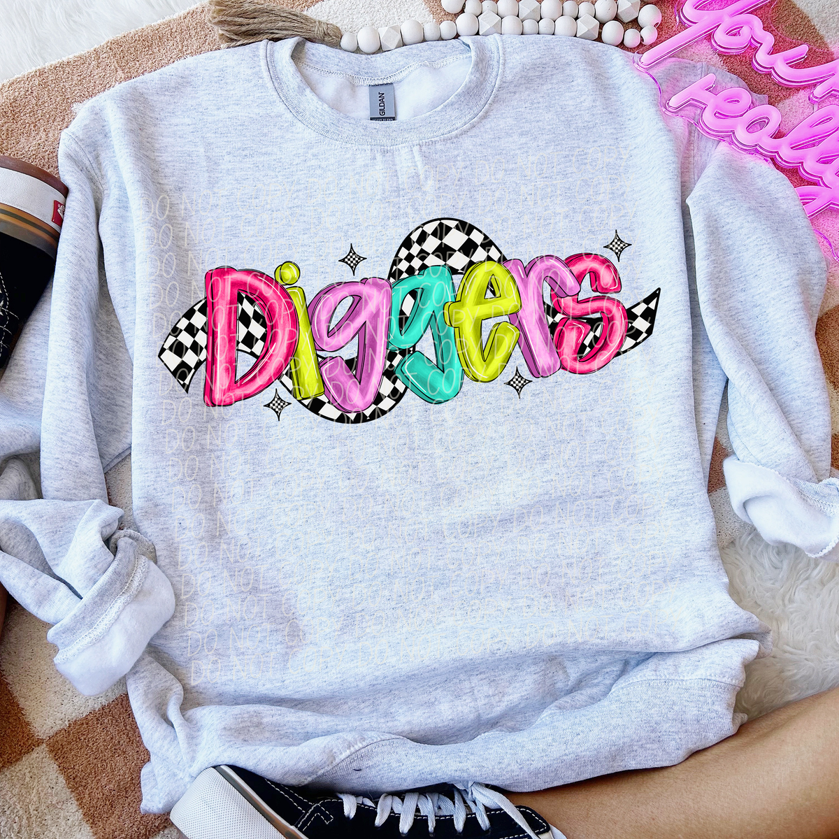 Diggers Colorful Checker 74177 DTF Transfer