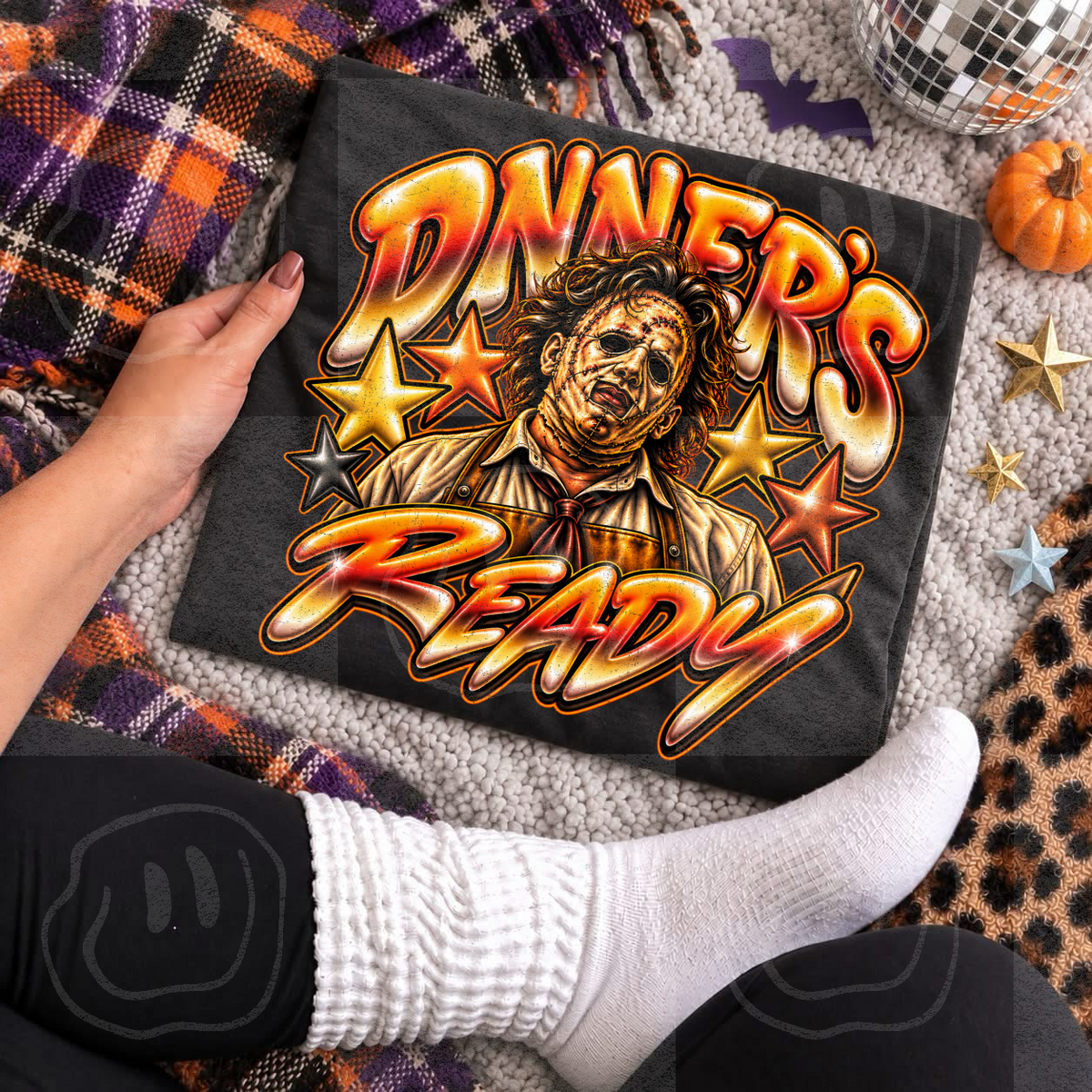Dinner's ready neon faux airbrush leather (Unhinged) DTF Transfer