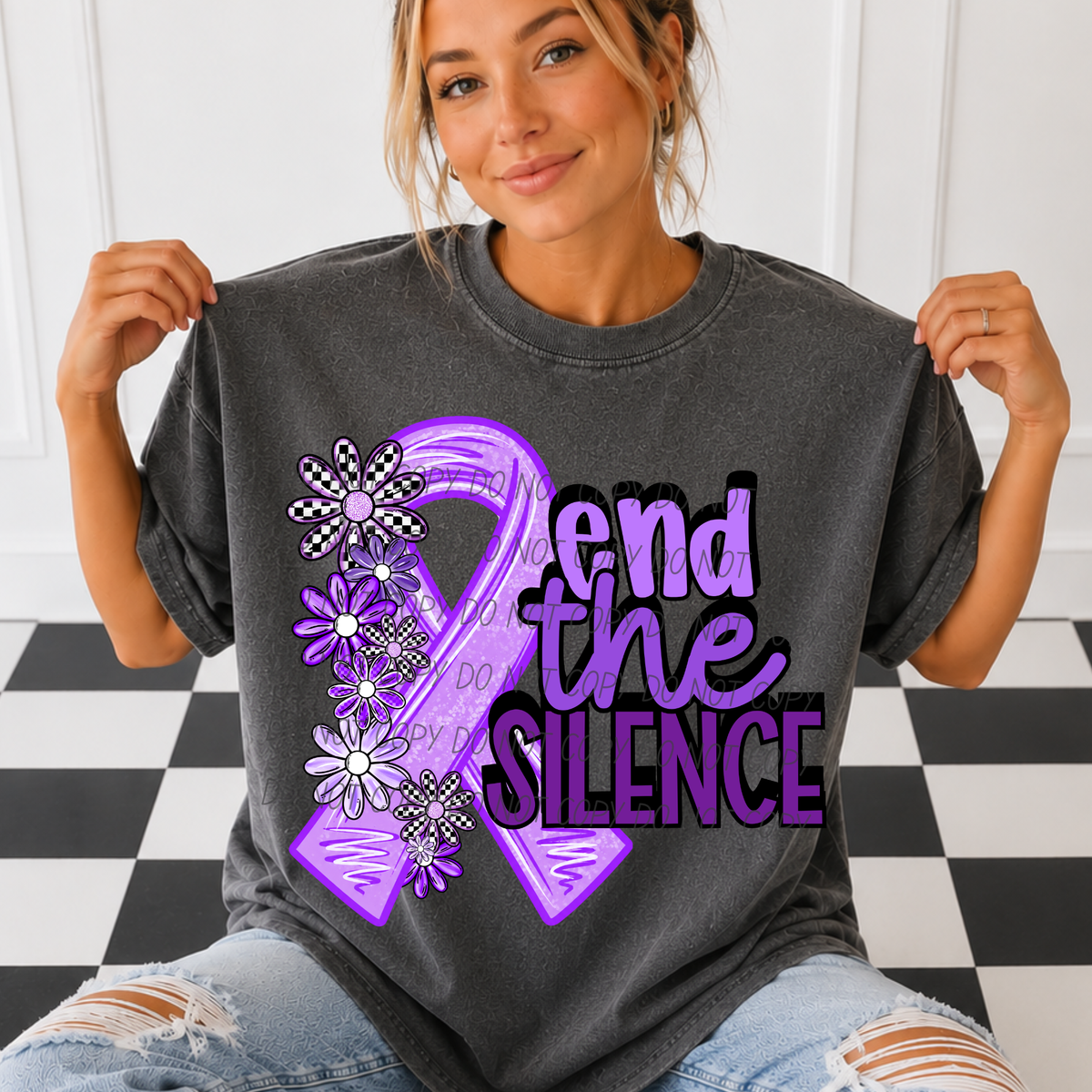 End the silence- flower ribbon (CITY) DTF Transfer