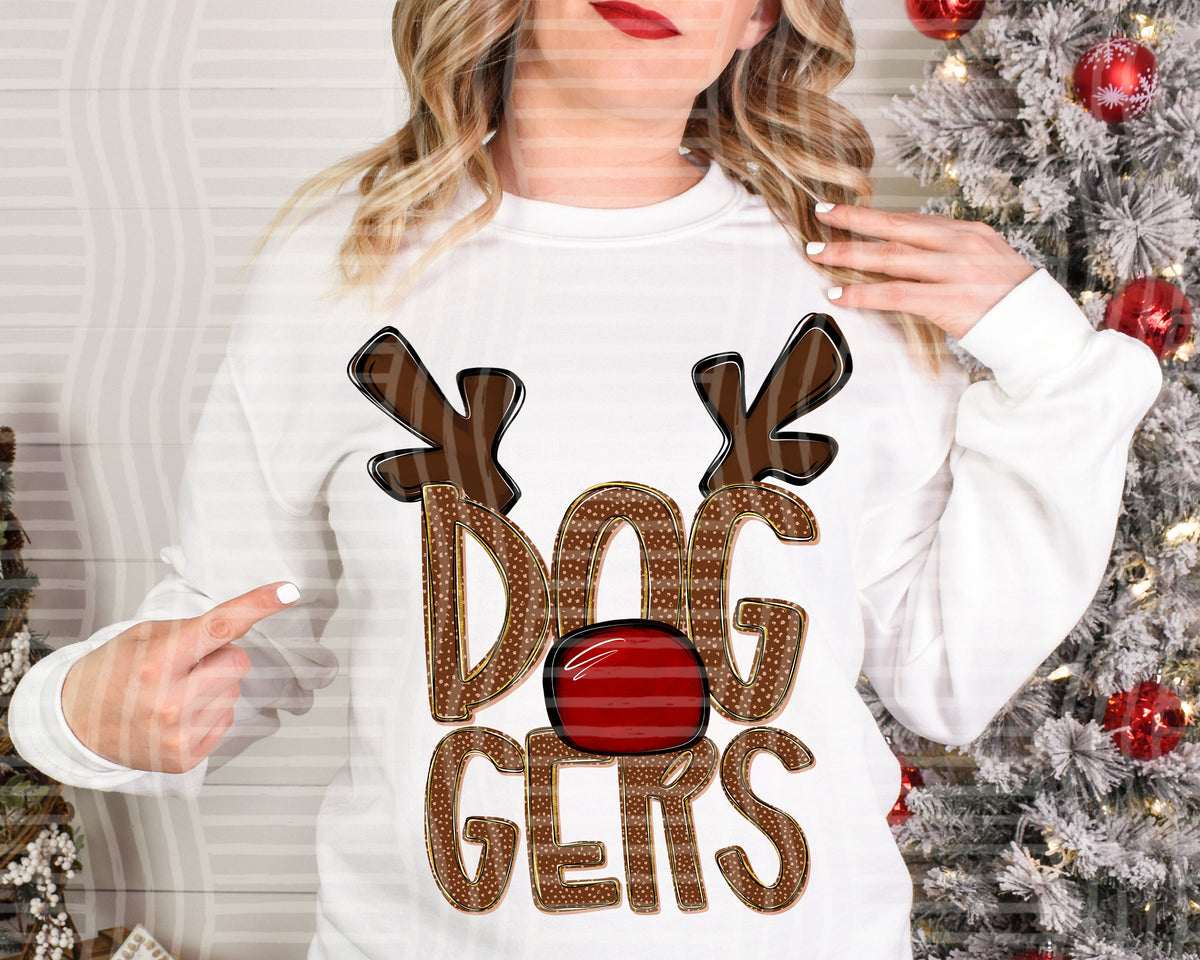 doggers deer antlers mascot red nose (caplinger) DTF Transfer