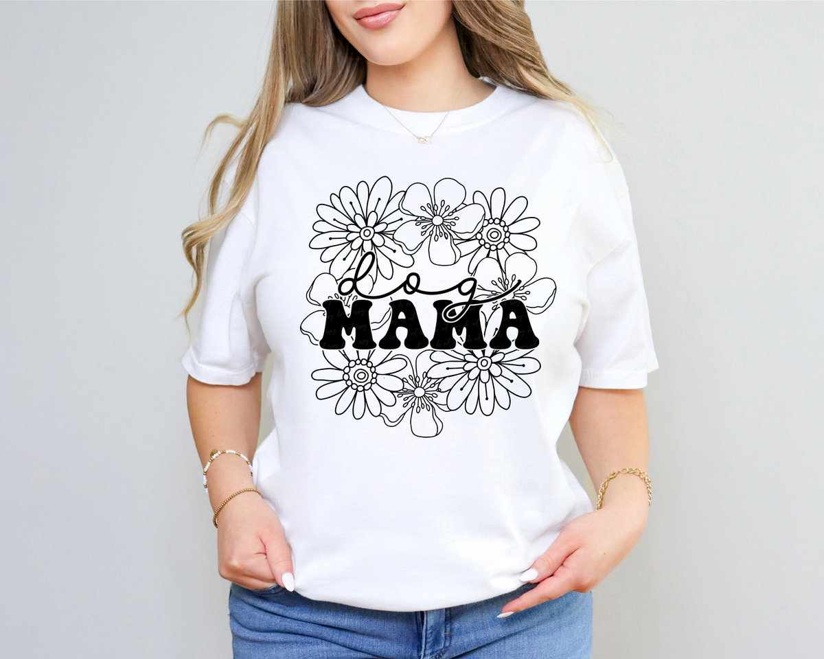 Dog Mama Floral BLACK 116378 DTF Transfer