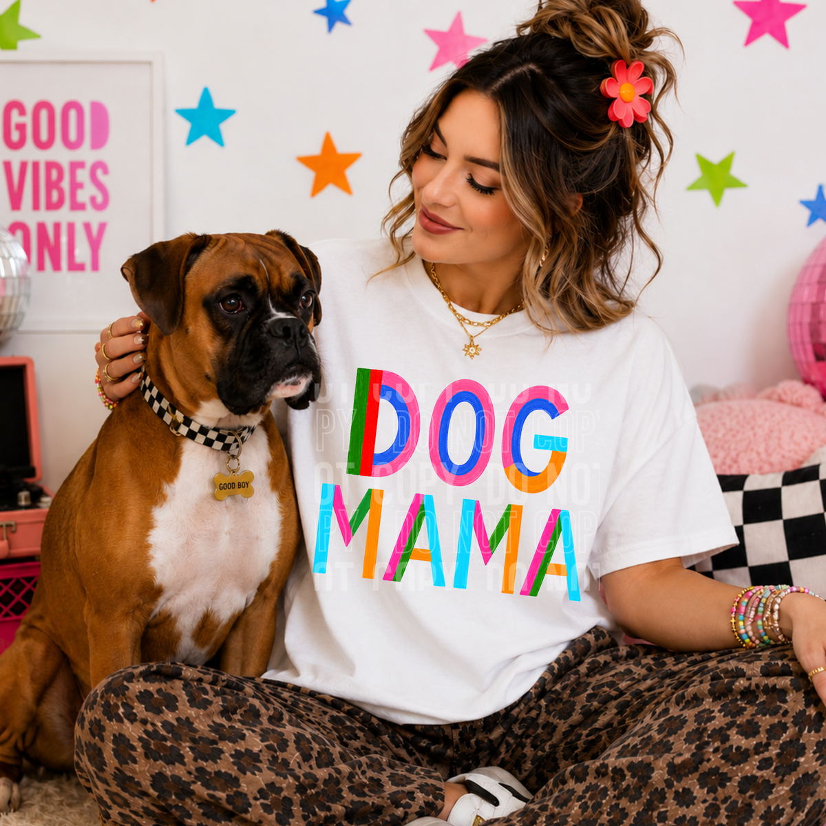 Dog mama color block (SBB) DTF Transfer