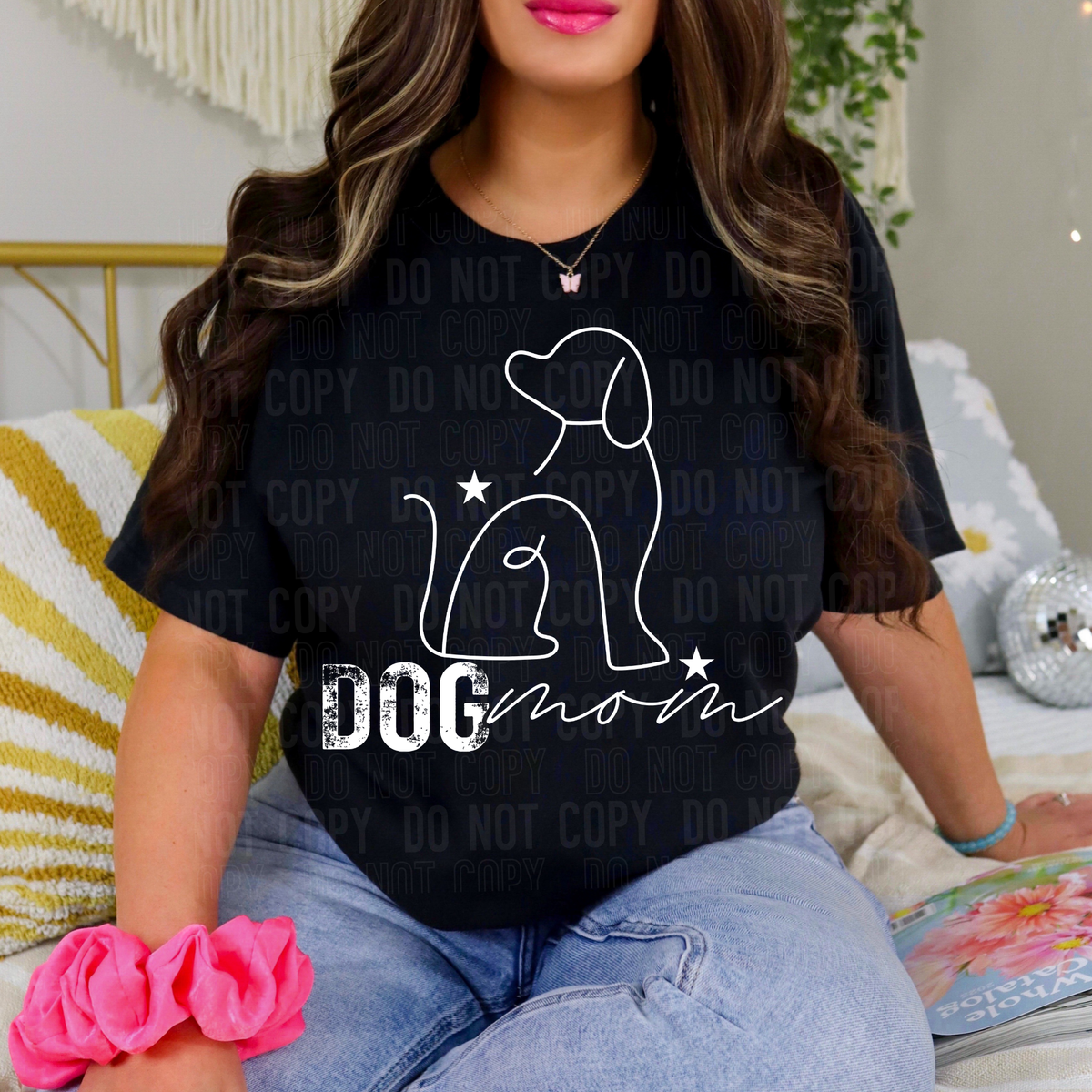 Dog mom outline WHITE (SBB) DTF Transfer