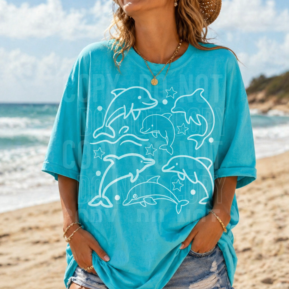 Dolphin collage white (SBB) DTF Transfer