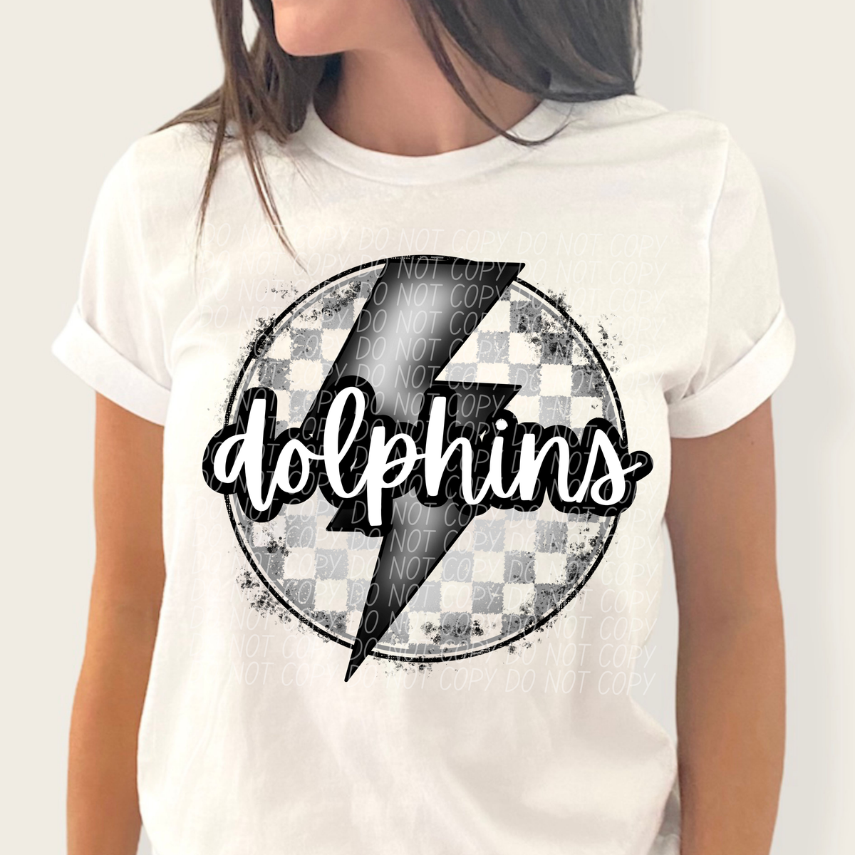 Dolphins grey/silver lightning bolt circle CITY DTF transfer