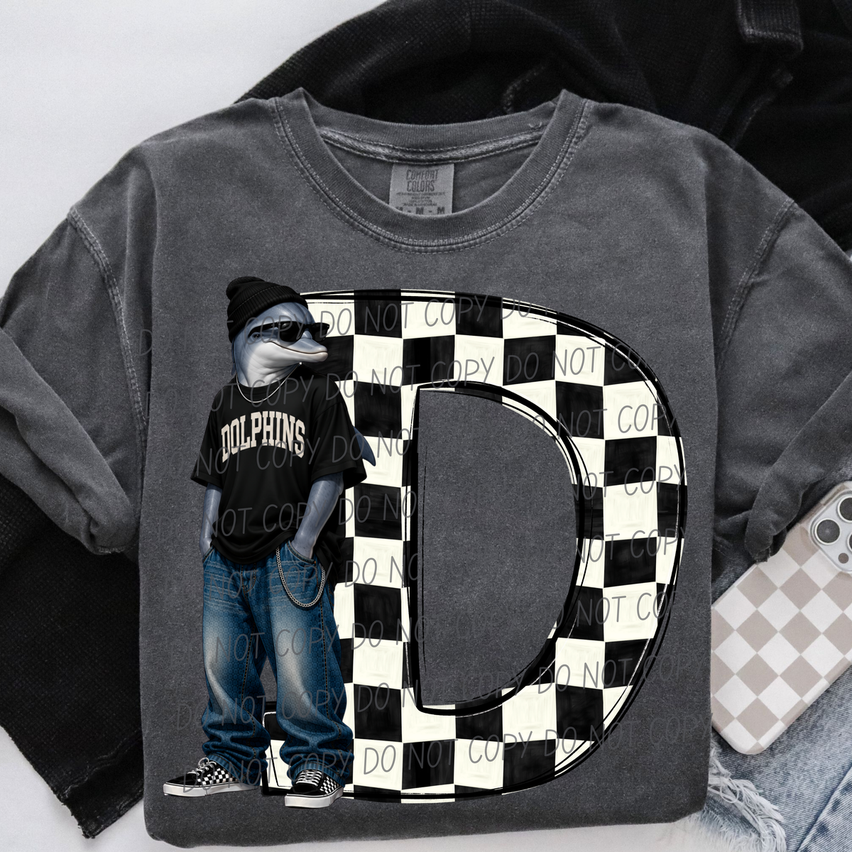 Dolphins sideline sweatshirt mascots (City) DTF Transfer