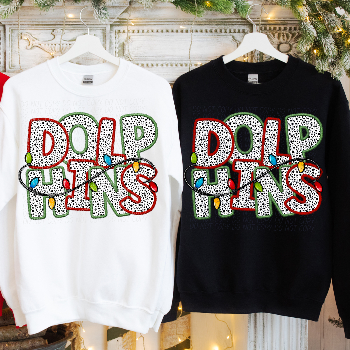 Dolphins Christmas Light Mascots (City) DTF Transfer