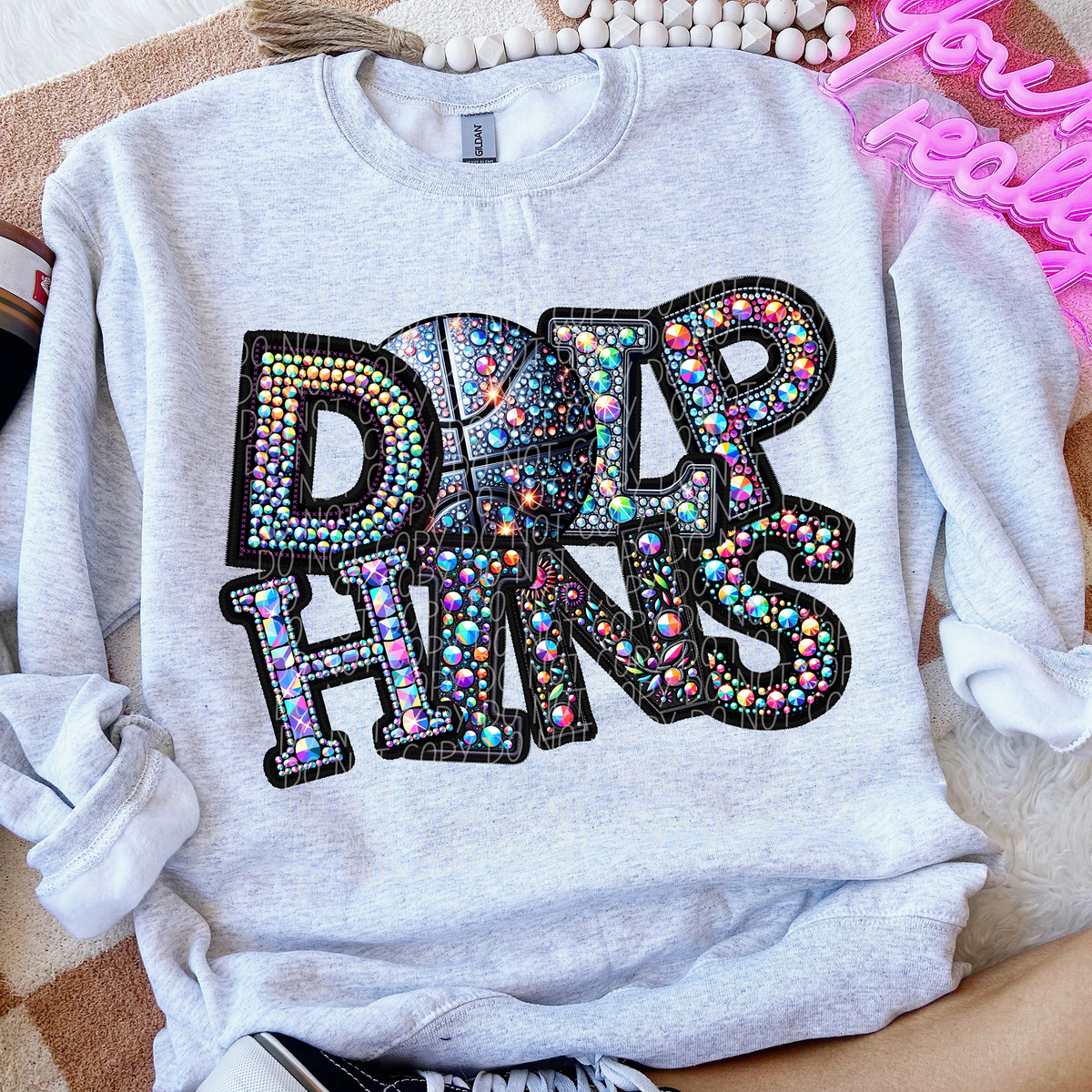 Dolphins Basketball Rhinestone (CITY) 66520 DTF transfer