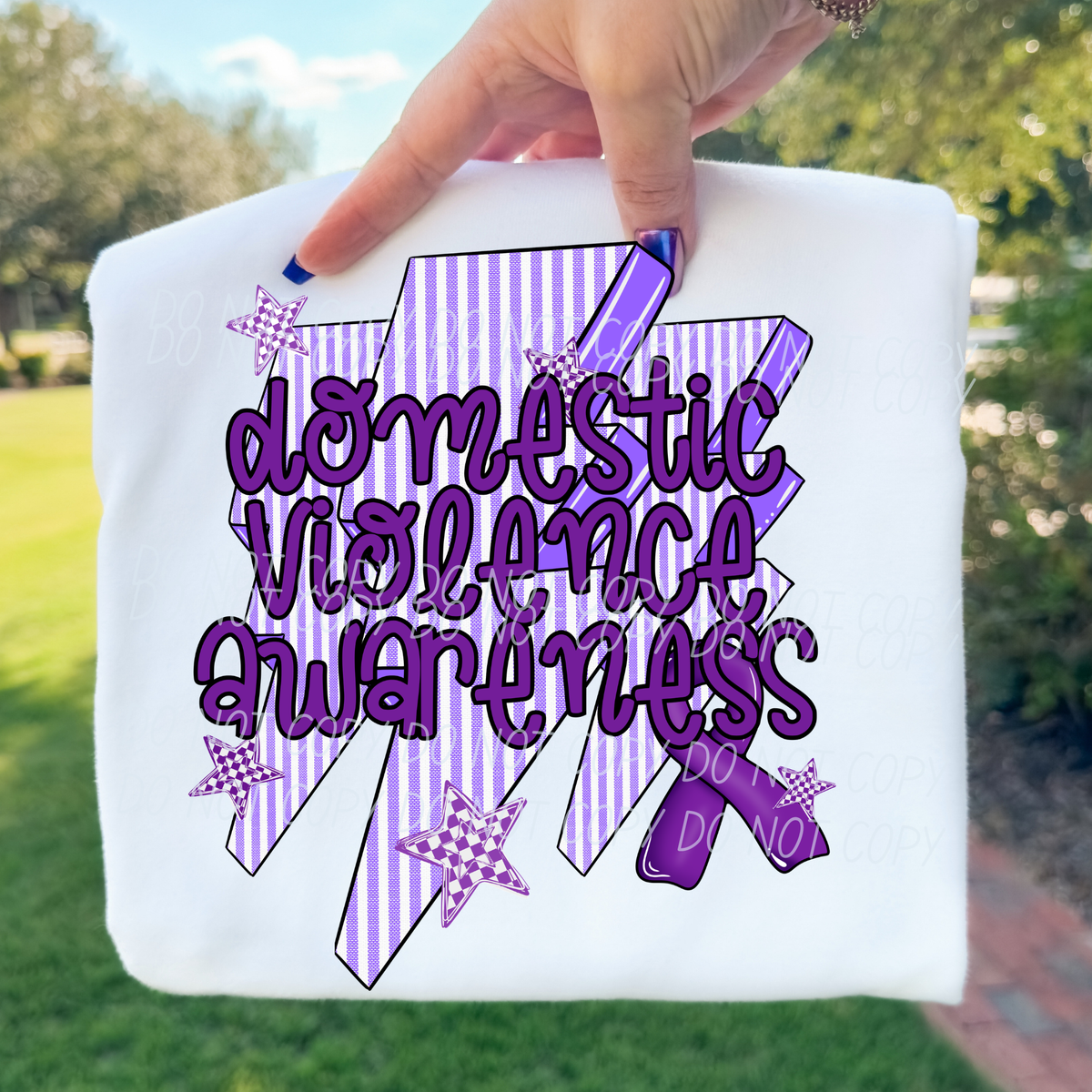 Domestic Violence Awareness-lighting bolts and ribbon (CITY) DTF Transfer