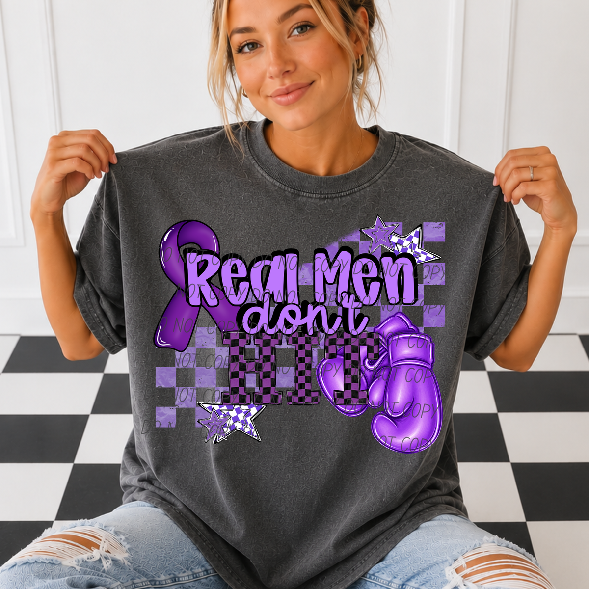 Real men don't hit (CITY) DTF Transfer