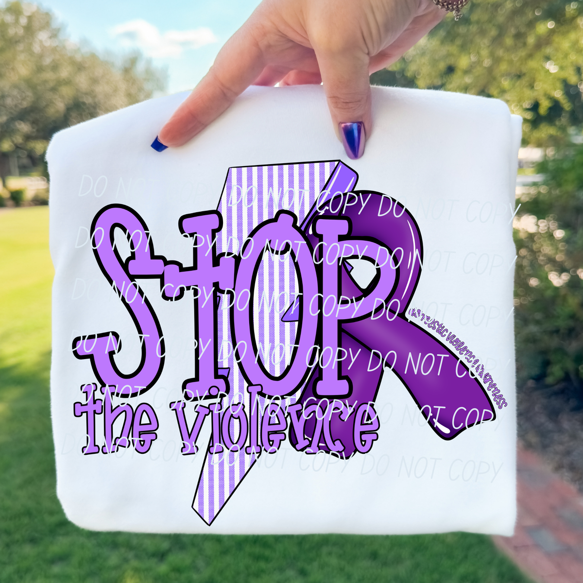 Stop the violence-lighting bolt and ribbon (CITY) DTF Transfer