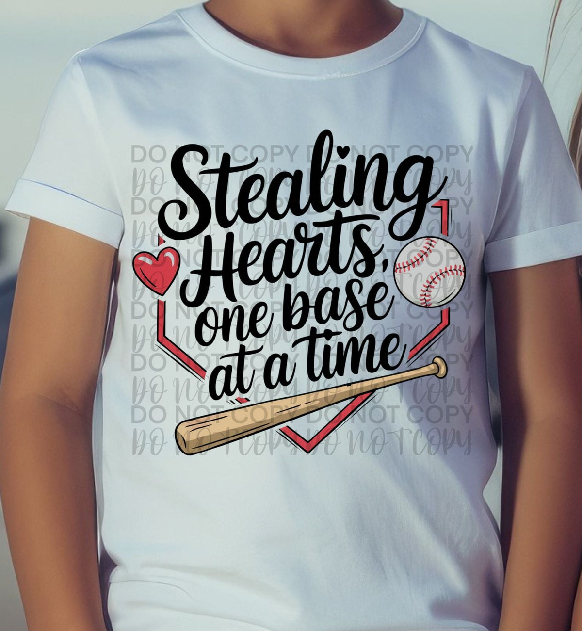 Stealing hearts one base at a time BASEBALL (Starlight) DTF transfer