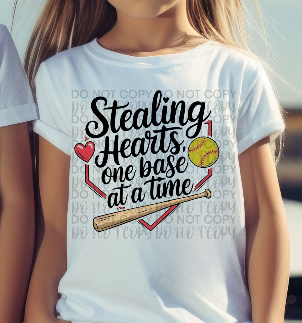 Stealing hearts one base at a time SOFTBALL (Starlight) DTF transfer