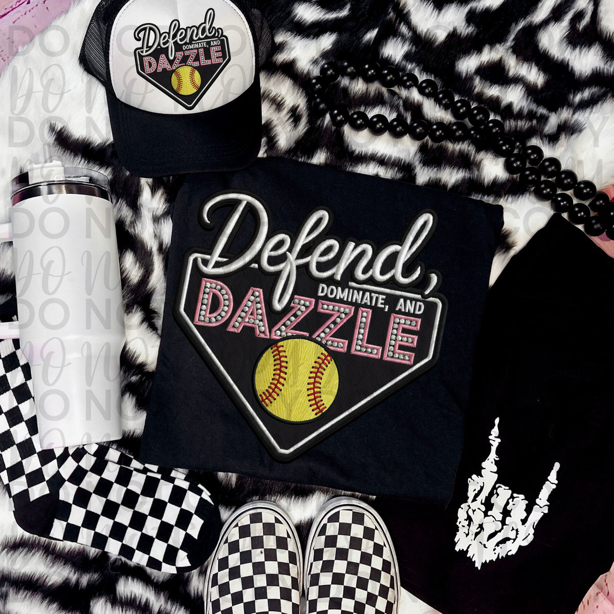 Defend Dominate and Dazzle SOFTBALL (Starlight) DTF transfer