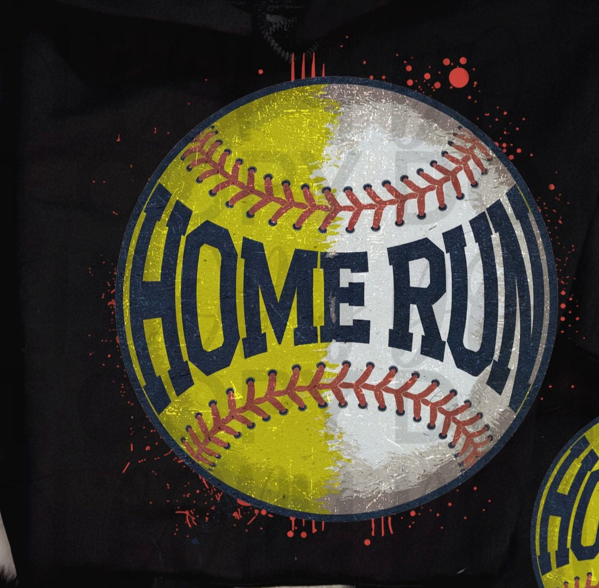Home Run Splatter Baseball and Softball (Starlight) DTF transfer