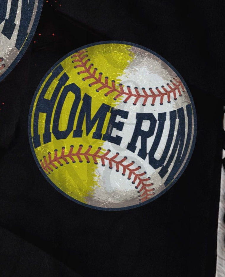 Home Run No Splatter Baseball and Softball (Starlight) DTF transfer