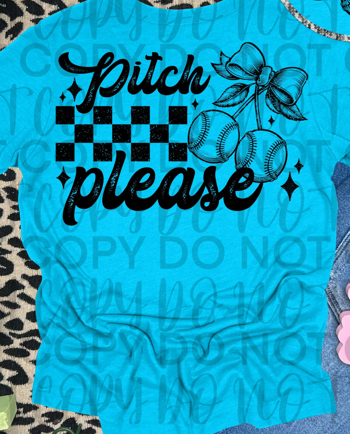 Pitch Please Baseball/Softball Cherries BLACK (Starlight) DTF transfer