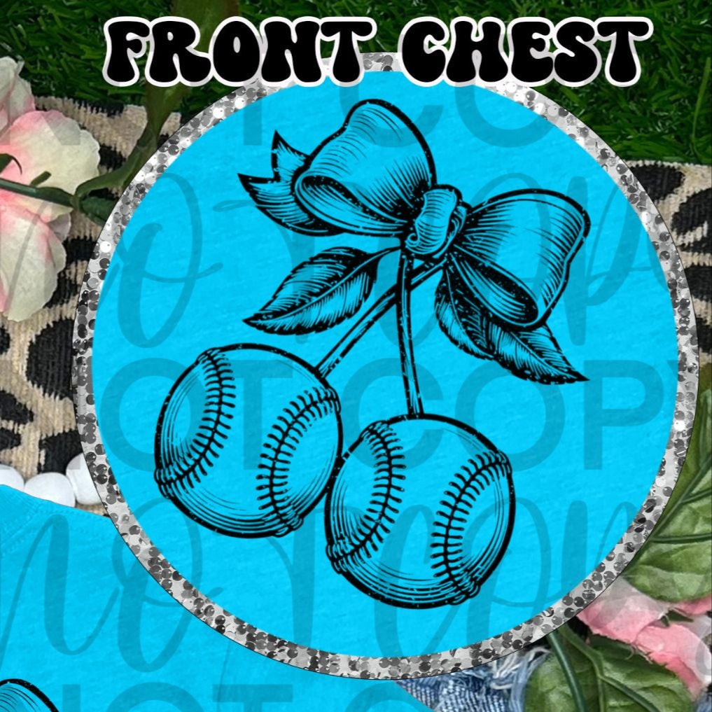 Baseball/Softball Cherries BLACK (Starlight) DTF transfer