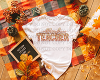 Blessed Teacher Faux Pumpkin Embroidery 7012 DTF TRANSFER