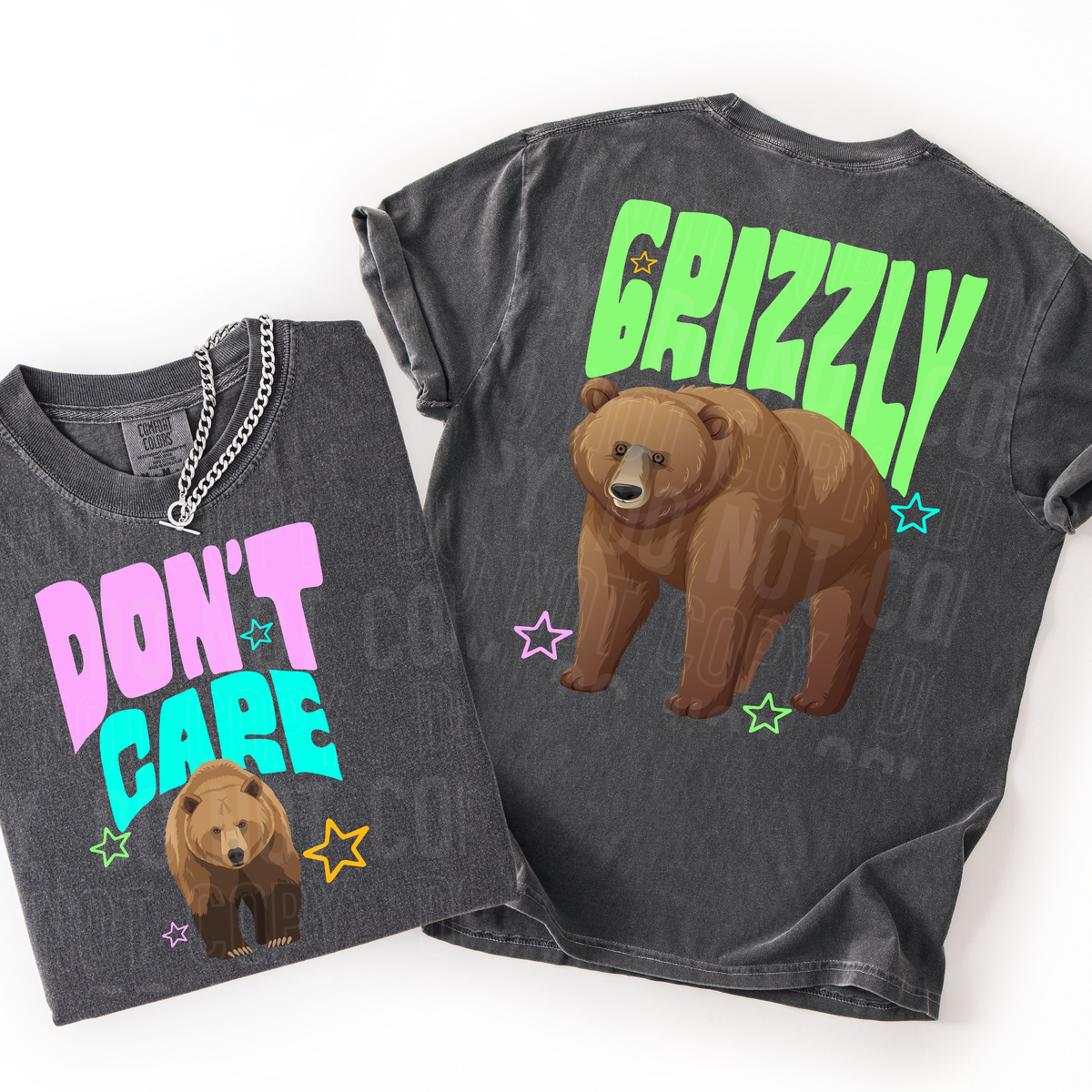 Don't care grizzly bear (BACK ONLY) (SBB) DTF Transfer