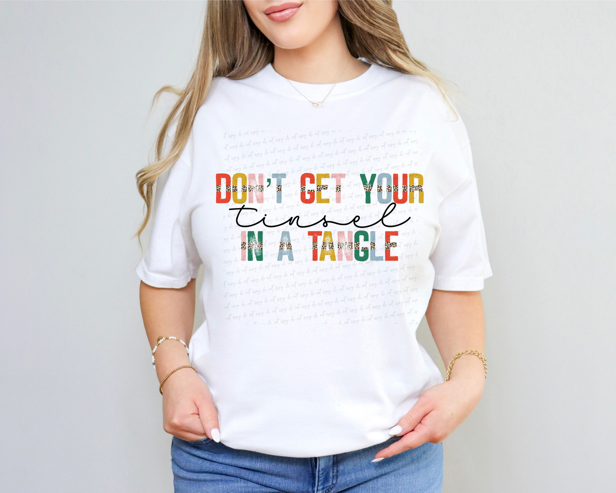 Don't Get Your Tinsel In A Tangle Middle Stripe Leopard Boho Font 116382 DTF Transfer