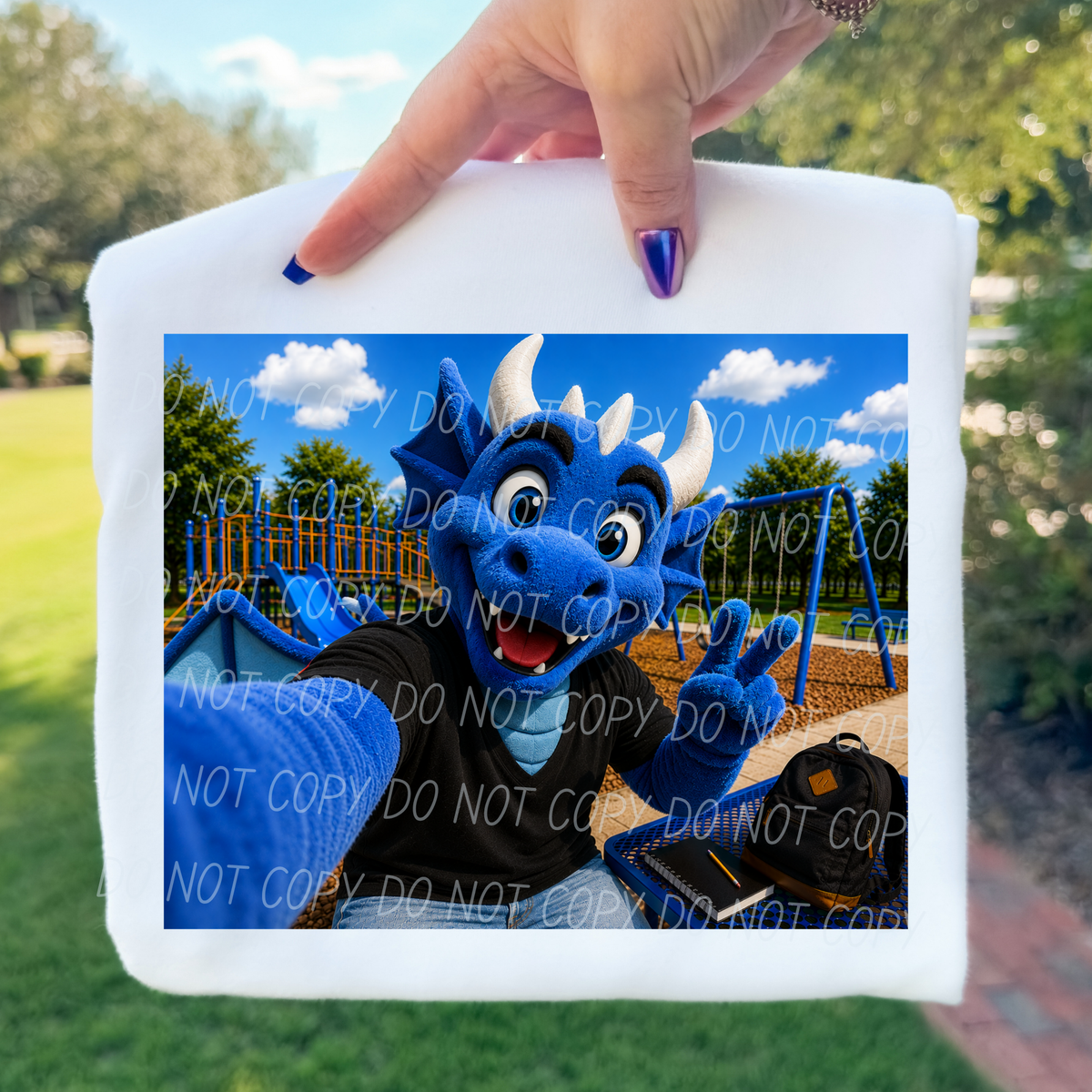 Dragon Blue Mascot (City) DTF transfer (Copy)